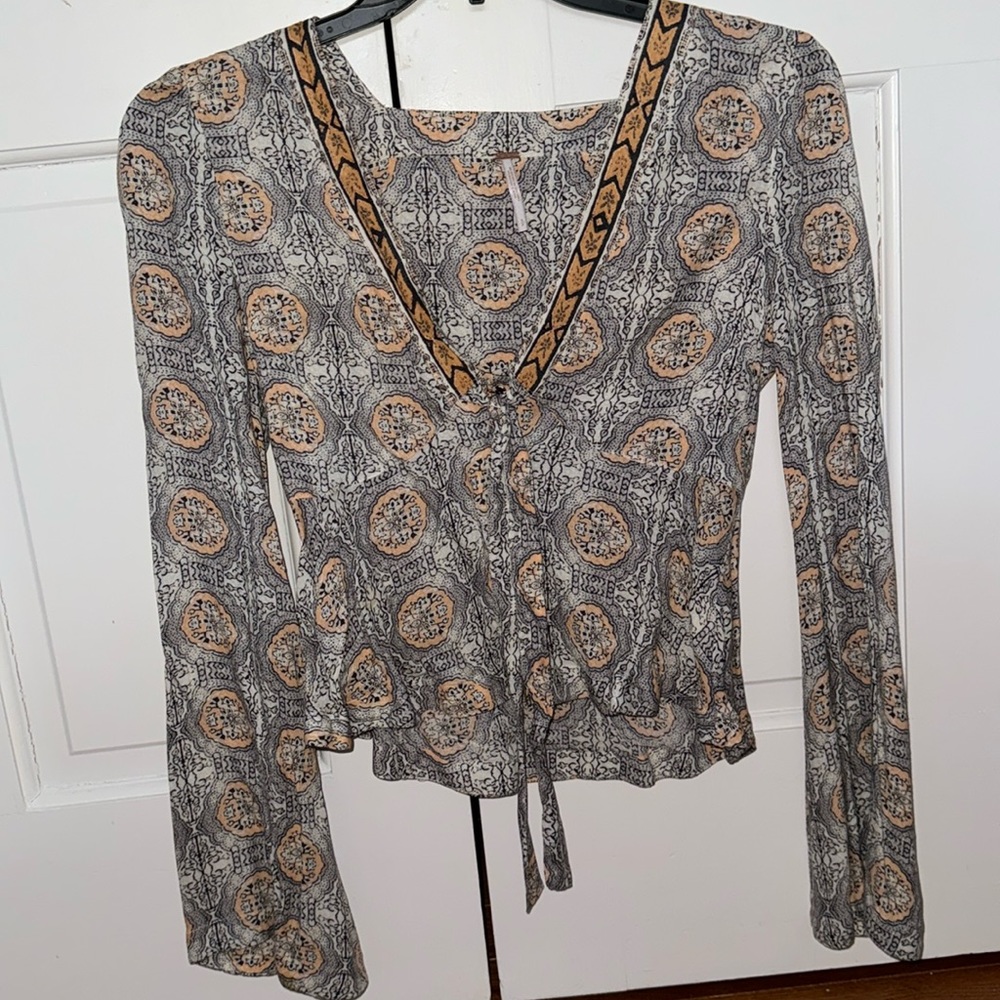 Free People Front Tie Blouse